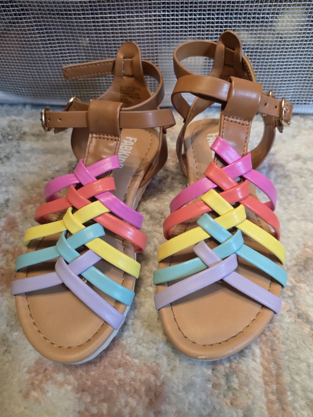 FabKids Girls Rainbow Strappy Sandals Size 11T